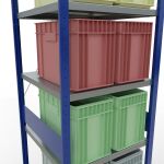 Grundregal, Fachbodenregal Stecksystem MULTIplus250, 3000 x 750 x 800 mm (HxBxT), 7 Fachböden, Kreuzstrebe, RAL 5010 enzianblau/verzinkt/verzinkt