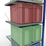 Anbauregal, Fachbodenregal Stecksystem MULTIplus250, 2000 x 750 x 800 mm (HxBxT), 5 Fachböden, Kreuzstrebe, RAL 5010 enzianblau/verzinkt/verzinkt