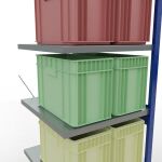 Anbauregal, Fachbodenregal Stecksystem MULTIplus250, 2500 x 750 x 800 mm (HxBxT), 6 Fachböden, Kreuzstrebe, RAL 5010 enzianblau/verzinkt/verzinkt