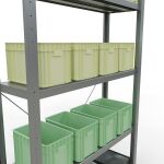 Grundregal, Fachbodenregal Stecksystem MULTIplus250, 2000 x 1000 x 300 mm (HxBxT), 5 Fachböden, Kreuzstrebe, verzinkt