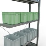 Anbauregal, Fachbodenregal Stecksystem MULTIplus250, 2000 x 1000 x 300 mm (HxBxT), 5 Fachböden, Kreuzstrebe, verzinkt