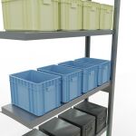 Anbauregal, Fachbodenregal Stecksystem MULTIplus250, 2500 x 1000 x 300 mm (HxBxT), 6 Fachböden, Kreuzstrebe, verzinkt