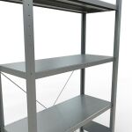 Grundregal, Fachbodenregal Stecksystem MULTIplus250, 2000 x 1000 x 400 mm (HxBxT), 5 Fachböden, Kreuzstrebe, verzinkt