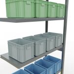 Anbauregal, Fachbodenregal Stecksystem MULTIplus250, 2500 x 1000 x 400 mm (HxBxT), 6 Fachböden, Kreuzstrebe, verzinkt