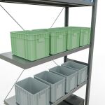 Anbauregal, Fachbodenregal Stecksystem MULTIplus250, 3000 x 1000 x 400 mm (HxBxT), 7 Fachböden, Kreuzstrebe, verzinkt