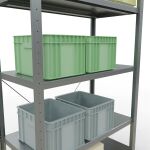 Grundregal, Fachbodenregal Stecksystem MULTIplus250, 2000 x 1000 x 500 mm (HxBxT), 5 Fachböden, Kreuzstrebe, verzinkt