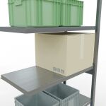 Anbauregal, Fachbodenregal Stecksystem MULTIplus250, 2500 x 1000 x 500 mm (HxBxT), 6 Fachböden, Kreuzstrebe, verzinkt