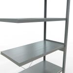 Anbauregal, Fachbodenregal Stecksystem MULTIplus250, 2500 x 1000 x 500 mm (HxBxT), 6 Fachböden, Kreuzstrebe, verzinkt