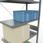 Anbauregal, Fachbodenregal Stecksystem MULTIplus250, 3000 x 1000 x 500 mm (HxBxT), 7 Fachböden, Kreuzstrebe, verzinkt