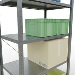 Grundregal, Fachbodenregal Stecksystem MULTIplus250, 2000 x 1000 x 600 mm (HxBxT), 5 Fachböden, Kreuzstrebe, verzinkt