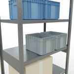 Grundregal, Fachbodenregal Stecksystem MULTIplus250, 2500 x 1000 x 600 mm (HxBxT), 6 Fachböden, Kreuzstrebe, verzinkt