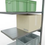 Anbauregal, Fachbodenregal Stecksystem MULTIplus250, 2500 x 1000 x 600 mm (HxBxT), 6 Fachböden, Kreuzstrebe, verzinkt