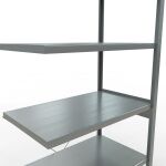 Anbauregal, Fachbodenregal Stecksystem MULTIplus250, 2500 x 1000 x 600 mm (HxBxT), 6 Fachböden, Kreuzstrebe, verzinkt