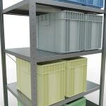 Grundregal, Fachbodenregal Stecksystem MULTIplus250, 2000 x 1000 x 800 mm (HxBxT), 5 Fachböden, Kreuzstrebe, verzinkt