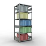 Grundregal, Fachbodenregal Stecksystem MULTIplus250, 2500 x 1000 x 800 mm (HxBxT), 6 Fachböden, Kreuzstrebe, verzinkt