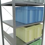 Grundregal, Fachbodenregal Stecksystem MULTIplus250, 3000 x 1000 x 800 mm (HxBxT), 7 Fachböden, Kreuzstrebe, verzinkt