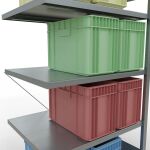 Anbauregal, Fachbodenregal Stecksystem MULTIplus250, 2000 x 1000 x 800 mm (HxBxT), 5 Fachböden, Kreuzstrebe, verzinkt