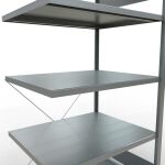 Anbauregal, Fachbodenregal Stecksystem MULTIplus250, 2000 x 1000 x 800 mm (HxBxT), 5 Fachböden, Kreuzstrebe, verzinkt