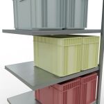 Anbauregal, Fachbodenregal Stecksystem MULTIplus250, 2500 x 1000 x 800 mm (HxBxT), 6 Fachböden, Kreuzstrebe, verzinkt