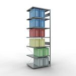 Anbauregal, Fachbodenregal Stecksystem MULTIplus250, 3000 x 1000 x 800 mm (HxBxT), 7 Fachböden, Kreuzstrebe, verzinkt