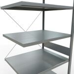 Anbauregal, Fachbodenregal Stecksystem MULTIplus250, 3000 x 1000 x 800 mm (HxBxT), 7 Fachböden, Kreuzstrebe, verzinkt