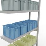 Anbauregal, Fachbodenregal Stecksystem MULTIplus250, 2500 x 1000 x 300 mm (HxBxT), 6 Fachböden, Kreuzstrebe, RAL 7035 lichtgrau