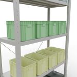 Grundregal, Fachbodenregal Stecksystem MULTIplus250, 2000 x 1000 x 400 mm (HxBxT), 5 Fachböden, Kreuzstrebe, RAL 7035 lichtgrau