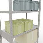 Grundregal, Fachbodenregal Stecksystem MULTIplus250, 2500 x 1000 x 500 mm (HxBxT), 6 Fachböden, Kreuzstrebe, RAL 7035 lichtgrau