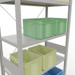 Grundregal, Fachbodenregal Stecksystem MULTIplus250, 3000 x 1000 x 500 mm (HxBxT), 7 Fachböden, Kreuzstrebe, RAL 7035 lichtgrau