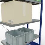 Anbauregal, Fachbodenregal Stecksystem MULTIplus250, 2000 x 1000 x 500 mm (HxBxT), 5 Fachböden, Kreuzstrebe, RAL 7035 lichtgrau