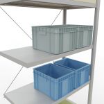 Anbauregal, Fachbodenregal Stecksystem MULTIplus250, 3000 x 1000 x 500 mm (HxBxT), 7 Fachböden, Kreuzstrebe, RAL 7035 lichtgrau