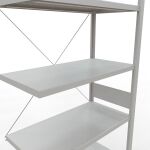 Anbauregal, Fachbodenregal Stecksystem MULTIplus250, 3000 x 1000 x 500 mm (HxBxT), 7 Fachböden, Kreuzstrebe, RAL 7035 lichtgrau