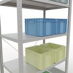 Grundregal, Fachbodenregal Stecksystem MULTIplus250, 2000 x 1000 x 600 mm (HxBxT), 5 Fachböden, Kreuzstrebe, RAL 7035 lichtgrau