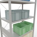 Grundregal, Fachbodenregal Stecksystem MULTIplus250, 3000 x 1000 x 600 mm (HxBxT), 7 Fachböden, Kreuzstrebe, RAL 7035 lichtgrau