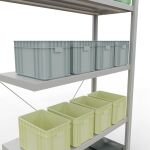 Anbauregal, Fachbodenregal Stecksystem MULTIplus250, 2000 x 1000 x 600 mm (HxBxT), 5 Fachböden, Kreuzstrebe, RAL 7035 lichtgrau