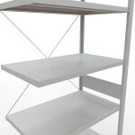 Anbauregal, Fachbodenregal Stecksystem MULTIplus250, 3000 x 1000 x 600 mm (HxBxT), 7 Fachböden, Kreuzstrebe, RAL 7035 lichtgrau