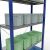 Grundregal, Fachbodenregal Stecksystem MULTIplus250, 2000 x 1000 x 400 mm (HxBxT), 5 Fachböden, Kreuzstrebe, RAL 5010 enzianblau/verzinkt