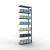 Anbauregal, Fachbodenregal Stecksystem MULTIplus250, 3000 x 1000 x 400 mm (HxBxT), 7 Fachböden, Kreuzstrebe, RAL 5010 enzianblau/verzinkt