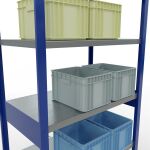 Grundregal, Fachbodenregal Stecksystem MULTIplus250, 2500 x 1000 x 600 mm (HxBxT), 6 Fachböden, Kreuzstrebe, RAL 5010 enzianblau/verzinkt