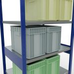 Grundregal, Fachbodenregal Stecksystem MULTIplus250, 2500 x 1000 x 800 mm (HxBxT), 6 Fachböden, Kreuzstrebe, RAL 5010 enzianblau/verzinkt