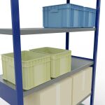 Grundregal, Fachbodenregal Stecksystem MULTIplus250, 2500 x 1300 x 500 mm (HxBxT), 6 Fachböden, Kreuzstrebe, RAL 5010 enzianblau/verzinkt