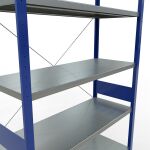Grundregal, Fachbodenregal Stecksystem MULTIplus250, 3000 x 1300 x 500 mm (HxBxT), 7 Fachböden, Kreuzstrebe, RAL 5010 enzianblau/verzinkt