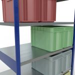 Grundregal, Fachbodenregal Stecksystem MULTIplus250, 2500 x 1300 x 800 mm (HxBxT), 6 Fachböden, Kreuzstrebe, RAL 5010 enzianblau/verzinkt