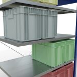 Anbauregal, Fachbodenregal Stecksystem MULTIplus250, 2000 x 1300 x 800 mm (HxBxT), 5 Fachböden, Kreuzstrebe, RAL 5010 enzianblau/verzinkt