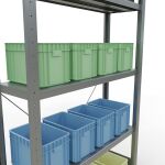 Grundregal, Fachbodenregal Stecksystem MULTIplus330, 2000 x 1000 x 300 mm (HxBxT), 5 Fachböden, Kreuzstrebe, verzinkt