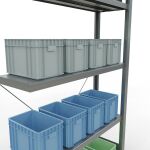 Anbauregal, Fachbodenregal Stecksystem MULTIplus330, 2000 x 1000 x 300 mm (HxBxT), 5 Fachböden, Kreuzstrebe, verzinkt