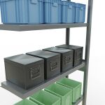 Anbauregal, Fachbodenregal Stecksystem MULTIplus330, 2500 x 1000 x 300 mm (HxBxT), 6 Fachböden, Kreuzstrebe, verzinkt