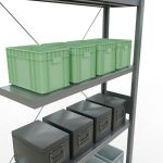 Anbauregal, Fachbodenregal Stecksystem MULTIplus330, 3000 x 1000 x 300 mm (HxBxT), 7 Fachböden, Kreuzstrebe, verzinkt