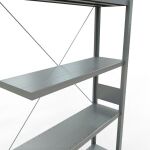 Anbauregal, Fachbodenregal Stecksystem MULTIplus330, 3000 x 1000 x 300 mm (HxBxT), 7 Fachböden, Kreuzstrebe, verzinkt