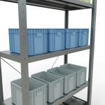 Grundregal, Fachbodenregal Stecksystem MULTIplus330, 2000 x 1000 x 400 mm (HxBxT), 5 Fachböden, Kreuzstrebe, verzinkt